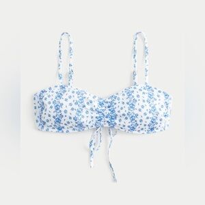 Hollister Ribbed Scoop Bikini Top - White floral